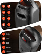 Portable Bluetooth Speakers with 120dB Loud Sound|Beat-Driven Light Show, 5 RGB Modes, Bluetooth 5.3, USB/TF/AUX/FM/Mic Input/TWS | Portable for Party, Camping, Tailgating, Backyard, Indoor Gatherings