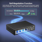 6 Port 2.5G Unmanaged Network Switch, VIMIN 4X 2.5Gbase-T Ports, 2X 10G SFP+ Port, 60Gbps Switching Capacity, IEEE802.3, Metal Housing, Fanless, Work for 2.5Gbps NAS, Wireless AP & PC