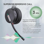 Yealink BH70 with Stand Wireless Bluetooth Headset with Microphone for Work, up to 35h Talking Battery Life, 3 Noise Cancellation Mics, Teams Certified, ≤90min Fast Charging, NO Power Adapter Needed
