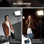 NEEWER 100W Bi Color LED Panel Video Light Kit, 960 LEDs 38600Lux@0.5m 2500K-8500K CRI96+/TLCI97+ 0-100% Dimming, APP/2.4G/Panel/DMX Control for Pro Studio Photography Recording Stage Lighting, AP100B