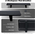 Moodular Wooden Monitor Stand 33.4” (85cm) Desk Organizer with Metal Slide Rails for Drawer, Tray, Laptop, Tablet, Phone & Headphones Customizable Riser for Organized Workspace Black MS85-B