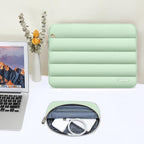 MOSISO 13.3 inch Laptop Case, 13-13.3 inch Puffy Laptop Sleeve Compatible with MacBook Air 13 13.6 M4 M3 M2 M1/Pro 13/Pro 14, HP Dell ASUS Lenovo,Polyester Horizontal Bag with Small Case, Mint Green