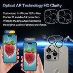 Screen Protector for iPhone 15 Pro Max [6.7 Inch],2 pcs Colorless Anti-Blue Light Tempered Glass Films, HD Clear, 9H Hardness, No Bubbles, Case Friendly with 2 pcs Camera Lens Protector