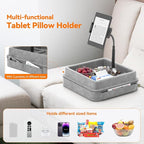 KDD Tablet Pillow Holder - 360°Adjustable iPad Pillow Stand for Lap, Bed and Desk - Gooseneck Tablet Soft Pad Dock with Storage Tray and Pocket Compatible with iPad Pro 12.9, Air Mini, Phone, E-Reader