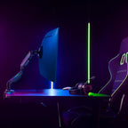 AVLT RGB Lights Single 17”-49” Gaming Monitor Arm Desk Mount, Fits One Flat/Curved/Ultrawide Screen up to 44lbs(20kg), Height Swivel Tilt Adjustable Stand - Black