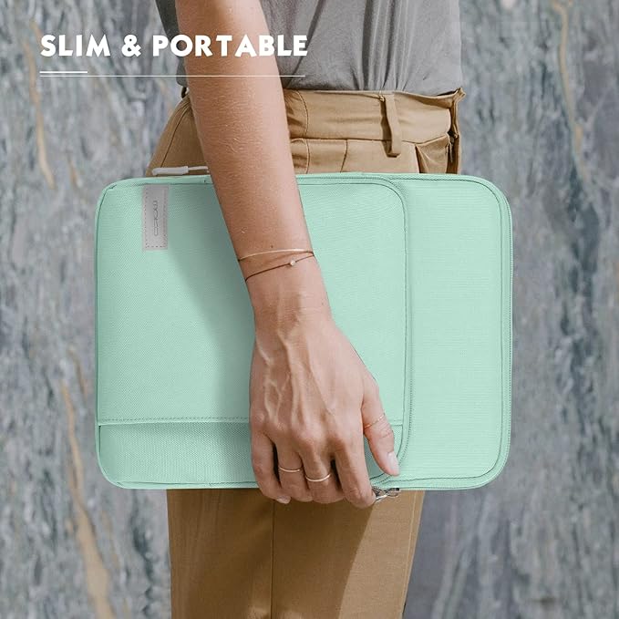 MoKo Laptop Sleeve Bag for 13.3-14 Inch, Notebook Carrying Case with Pocket Fits MacBook Pro M2 14/13/M1/Max 14.2/Air 13.6" M3/M2 2024/2022, Surface Pro 9/8 13", Mint Green
