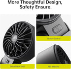 JISULIFE Handheld Fan Life7 – Ultimate Flexibility: High-Power Motor, LED Display, 19.5 Hrs Cooling, 5000mAh Rechargeable, 5-Speed, Foldable Design, 3-IN-1 Portable Fan for Travel Cruise Beach(Black)