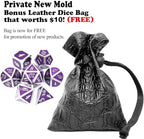 Haxtec Metal DND Dice Purple Silver with PU Leather Dice Bag D&D Dice Set for RPG Compatible with Dungeons and Dragons Gifts TTRPGs-Silver Royal Purple