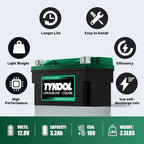 YTX7A-BS-STD 12.8V 3AH 180CCA LiFePO4 Lithium Motorcycle Battery fit for ATV,UTV, Riding Lawn Mower，Snowmobile，Scooter, Personal watercraft, Jet Ski, 4 Wheeler and more.