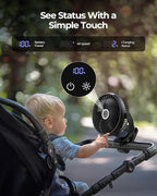 xasla 10000mAh Portable Clip On Fan With Light, 8 Inch Rechargeable Battery Operated Fan, 24H Long-last, Quiet Personal Camping Fan Digital Display, 3 Speed, 360° Rotate, for Gym Outdoor Travel