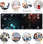 Hexagon Honeycomb Large Mouse Pad,Gaming Keyboard Desk Pad,Extended Mouse Mat Non-Slip Rubber Base with Stitched Edges for Office Game Home XL 31.5"x11.8"