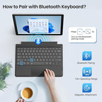 MoKo Type Cover Compatible with Microsoft Surface Pro 7 Plus 2021/ Pro 7 / Pro 6 / Pro 5 / Pro 4 /Pro 3, Lightweight Wireless Replacement Keyboard with Trackpad & Built-in Rechargeable Battery, Gray