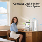 Desk Fan, 13 Inch Portable Bladeless Fan, Small Quiet Table Fan with 60°Oscillating, 9 Speeds & 9H Timer, LED Display, Button Control, Easy to Clean, Personal Desktop Fan for Bedroom, Office