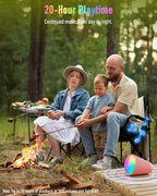 Portable Bluetooth Speaker Wireless with 9 Color Lights, 20H Playtime, Stereo Pairing, Deep Bass, IPX6 Waterproof, Bluetooth 5.3, Small Speaker for Home, Party, Outdoor, Camping, Beach, Gift