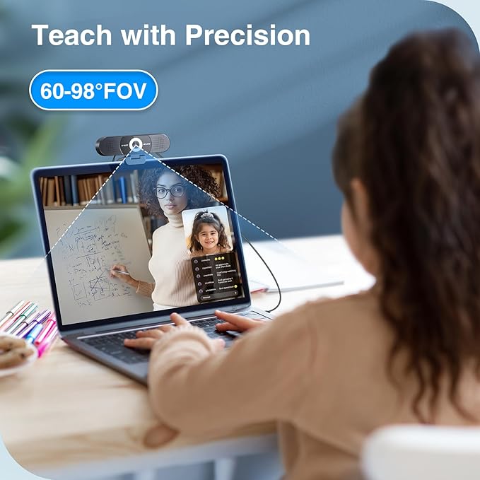 EMEET 3-in-1 4K Webcam with Microphone and Speaker, C980 PRO 60°-98° Wide Angle Webcam w/ 4 Noise Cancel Mics, 2 Speakers, Fixed Focus, Magnetic Privacy Cover, Great for Group and Personal Video Calls