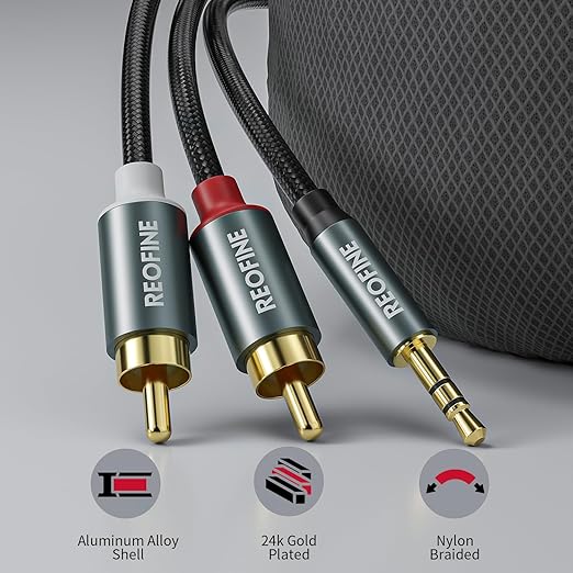 3.5mm to RCA Cable (6.6 Feet/2M),3.5 mm 1/8 to RCA 2-Male Headphone Jack Adapter HiFi Sound Splitter Auxiliary Cord for Smartphone,MP3 Players,Laptops,Tablet,Speaker