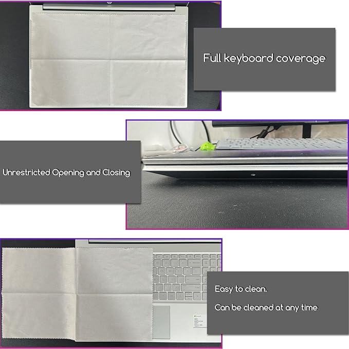 KEANBOLL 2-Pack 15.6 inch Laptop Microfiber Liner Cleaning Cloth, Laptop Keyboard Protector, Cleaning Screen Dust, Compatible with All 15.6"-16" Laptop