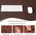 Leather Desk pad for Computer and laptops, Ideal for Gaming and Office use, Large Mouse pad and Keyboard mat,Desk mat Special for Man. A complimentary Wrist pad and Phone Stand.(Brown, 17.7" x 39.37)