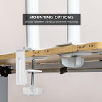 Mount-It! White Single Monitor Stand – Adjustable Desk Arm for Computer Screens – VESA Compatible Holder Up to 32" 19.8 lbs – 360° Rotation, 160° Swivel, 40° Tilt – Space-Saving Clamp & Grommet Base