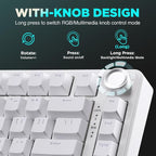 YUNZII B75 Mechanical Keyboard,75% Layout with Knob,Hot Swappable RGB Backlit Gasket Mounted, Creamy Typing, Double-Shot PBT Keycaps,Cherry Profile,for Win/Mac (White, Milk V2 Linear Switch)
