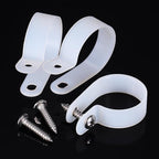 Hicarer 50 Pack R-Type Cable Clip Wire Clamp, Nylon Screw Mounting Cord Fastener Clips with 50 Pack Screws for Wire Management (White, 1 Inch)