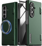 VRS DESIGN Terra Guard Modern for Galaxy Z Fold 7 (2025) – Magnetic Phone Case with Built-in Screen Protector, Rugged Dual Layer Protection & Spring-Loaded Hinge Cover (Metallic Green)