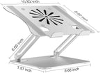 Adjustable Laptop Stand with Cooling Fan, Aluminium Alloy Multi-Angle Computer Holder for Desk, Portable Notebook Metal Mount Compatible with MacBook, Air, Pro, Dell, Alienware All Laptops 11"-17.3"