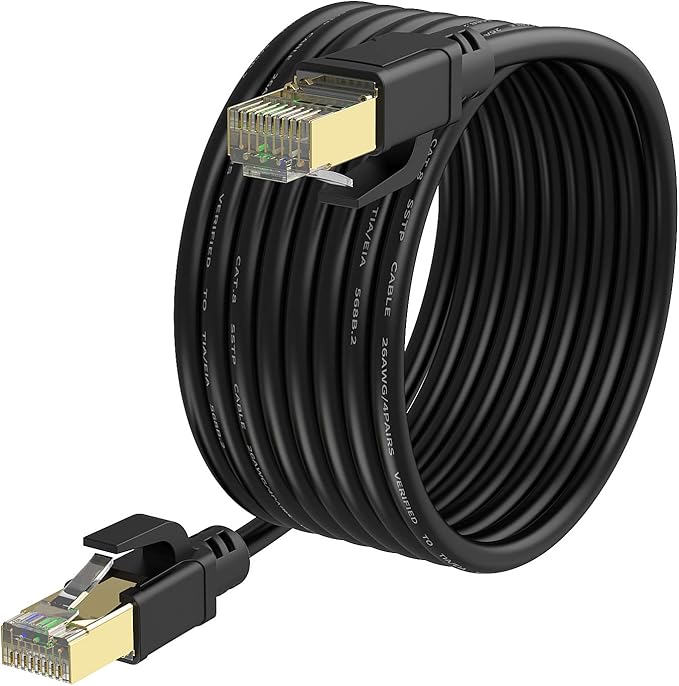 Cat8 Ethernet Cable 200ft, Internet Network Cord, 40Gbps 2000Mhz LAN Wires, High Speed SSTP LAN Cables with Gold Plated RJ45 Connector for Router, Modem, Gaming, Xbox (200ft)