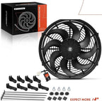A-Premium 14'' 14 inch Slim Fan Pull Universal Electric Radiator Cooling Fan Assembly, 12V 90W with Mount Kit
