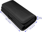 Nylon Cell Phone Holster for Samsung Galaxy A21, A22 5G, Note20 Ultra, S20/S21/S22 Ultra 5G, T-Mobile REVVL 6 Pro - Horizontal Case Canvas Waist Carrying Pouch with Belt Clip/Loops, Black