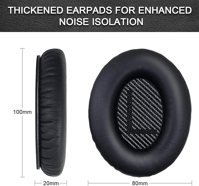 Replacement Ear Pads for Bose QuietComfort 35 35 II 15 25(qc 35 25 15/QC35 ii), Headphone Ear Covers, High Density Memory Cotton, Soft Leather, Adaptive Noise Isolation Headphones Pads Cushions