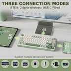 YUNZII B75 PRO Wireless Mechanical Keyboard,75% Layout with Knob,Hot Swap Gasket Structure,Creamy Pre-lubed Switches,RGB Backlit,Bluetooth/Type-C/2.4G for Win/Mac (Matcha Green, Cocoa Cream V2 Switch)