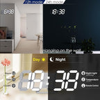 KOSUMOSU Wall Clock 15" 3D LED Digital Clock for Bedroom,Large Digital Wall Clock for Living Room Decor,Modern Aesthetic Led Clock with Remote Control