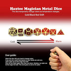 Haxtec Metal DND Dice Set Heat Sensitive Color Changing Metal Dice Polyhedral D&D Dice Compatible with Dungeons and Dragons RPG -Gold Black Red Shift