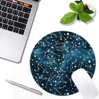 Cool Blue Galaxy Night Sky Pattern Mouse Pad Round Non-Slip Rubber Mousepad Laptop Office Computer Decor Cute Desk Accessories Customized Design Mouse Pad