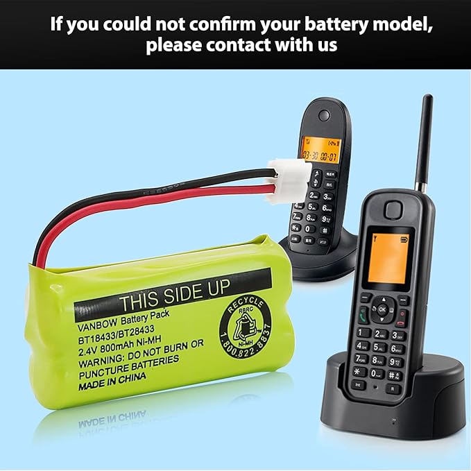 BT18433/BT28433 2.4V 800mAh Ni-MH Cordless Phone Battery, Also Compatible with AT&T BT184342/BT284342 BT8300 BT1011 BT1018 BT1022 BT1031 2SN-AAA55H-S-J1 CS6120 CS6209 CL80109 EL52419 (Pack 3)