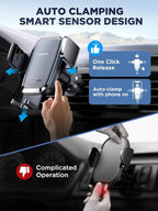 Wireless Car Charger, 15W Qi Fast Charging Auto Clamping Car Charger Phone Holder Mount, JOYROOM Cell Phone Holder Car Mount for iPhone 16 15 14 13 Pro Max Xs, Galaxy S24 Ultra, LG, Google