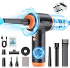 COLORCORAL 12-in-1 Cordless Compressed Air Duster with 2-Speeds 120,000RPM, LED Light, Computer Vacuum Air Duster 2-in-1, Perfect for Deep Cleaning Keyboards, PCs, Cars, and Electronics