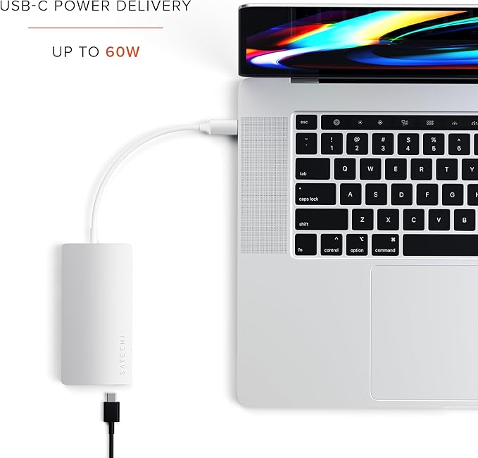 Satechi 8 in 1 USB C Hub Multiport Adapter V2, 4K HDMI, 115W USB C PD Charging, 3 USB-A, Ethernet, Micro/SD Card Readers, for Laptop, MacBook Pro/Air M4/M3/M2/M1, iPad, iPhone 16, Windows - Silver