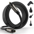 Elecan Optical Audio Cable 50 Ft Digital Audio Toslink Cable Cord-Fiber Optic-Gold Plated-Flexiable&Durable-for Home Theater,Sound Bar,PS4&Xbox-with 4 Right Angled and Mini Toslink Adapters+Ties