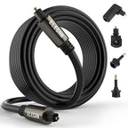 Elecan Optical Audio Cable 100 Ft Digital Audio Toslink Cable Cord-Fiber Optic-Gold Plated-Flexiable&Durable-for Home Theater,Sound Bar,PS4&Xbox-with 4 Right Angled and Mini Toslink Adapters+Ties