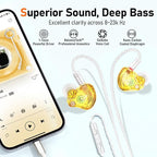 Vibes 202ML Wired Earbuds - HiFi in Ear Headphones - Noise-Isolating Ear Buds w/ Mic - Clear Sound, Deep Bass, Comfort-Fit Earphones - MMCX–Lightning for iPhone 5–14, Silver Plated Cord, Carrying Case