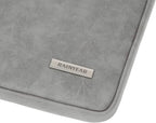 RAINYEAR 15.6 Inch Laptop Sleeve Protective Case PU Suede Leather Zipper Padded Cover Water Resistant Carrying Bag Compatible with 15.6" Notebook Computer Chromebook(Gray)