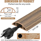 Floor Cord Cover Self Adhesive Cord Hider,10FT Cable Management, Extension Strip Protector for Wires, Prevent Cable Trips for Offices, Gyms, Exhibitions Cavity:0.47"(W) x0.35(H) Woodsmokedbrown