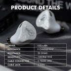 Linsoul ZiiGaat x Fresh Reviews Arete in Ear Monitor, 1DD+4BA Hybrid Earphone IEM, Wired Gaming Earbuds, Studio Monitor Tunning, with Detachable IEM Cable for Musician Audiophile (White)