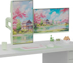 Pixio PS1D Wave Mint Dual Monitor Arm Stand Desk Mount - Fits up to 32 inches Monitors and up to 19.8lbs. VESA Compatibility and Integrated Cable Management