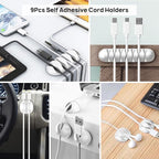 193 PCS Cable Management Kit - 4 Cable Sleeve, 57 Self Adhesive Cable Clips, 12 Hanging Strips, 12 Cable Organizer Straps and 100 Fastening Cable Ties for TV Computer Under Desk (White)
