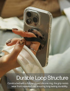 Heesch Tortoise Magnetic Phone Grip Loopy for Phone Case Ring Holder for iPhone Girly Finger Loop for Back of Phone Cute Mag Safe Grip Strap for Hand Removable MagSafe Accessories, Ivory Tortoise