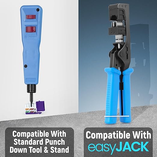 Everest 90° Angled RJ45 Cat6 Keystone Jacks 100-Pack in Purple - Slim Profile Female RJ45 Connectors - Cat 6 Keystone Jack - Compatible with 90° Angled Speed Termination Tool - easyJACK (B094WB91H3)