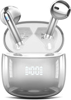 Wireless Earbuds, Bluetooth Headphones 48H Playtime Ear Buds with LED Power Display, IPX7 Waterproof Bluetooth 5.4 Earphones in-Ear Earbuds with 4 Mic for Android iOS Cell Phone Laptop, Silver